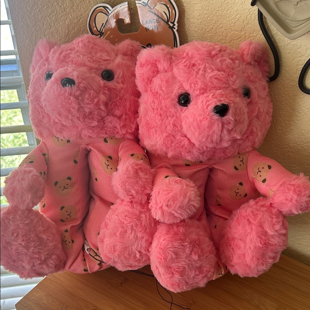 Teddy bear Adorable Pink Plush slippers